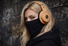 Woman with Headphones Mockup Product Image 1