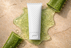 Cosmetic Tube with Aloe Vera Leaves Mockup Product Image 2