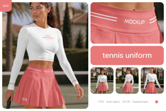 Woman wearing Tennis Uniform Mockup Set Product Image 1