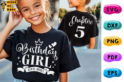 5th Birthday Girl Svg, Png, Est 2021, Chapter 5 Girl Shirt Product Image 1