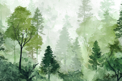 Watercolor Forest Nature Trees Background Product Image 1
