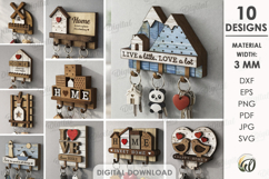 Rustic Key Holders Bundle Laser Cut. Wall Key Rack SVG Product Image 1