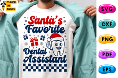 Santa's Favorite Dental Assistant Svg, Png, Christmas Shirt Product Image 1