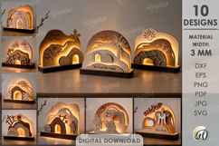 Religious Led Lamps Bundle Laser Cut. Night Lamp SVG Product Image 1