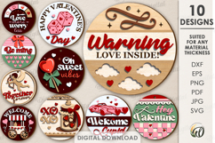 Valentine&#039;s Day Round Signs Bundle Laser Cut. Wall Decor SVG Product Image 1