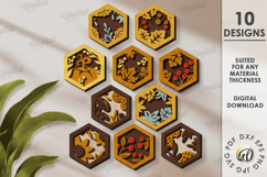 Plants hexagons Wall Decors Bundle Lasercut. Wall decor SVG Product Image 1