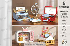 3D Valentine's Day Decors Bundle Laser Cut. Valentine SVG Product Image 1