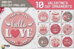 Valentine&#039;s Day Ornament LaserCut Bundle. Round Ornament SVG Product Image 1