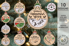 Santa Meter Ornaments Bundle Lasercut. Christmas Decor SVG Product Image 1