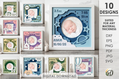 3D Baby Photo Frames Bundle. Birth Stats Shadow Box Papercut Product Image 1