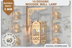 Decorative Wooden Wall Lamps LaserCut Bundle. Home Decor SVG Product Image 1
