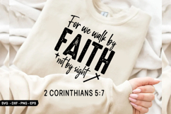 For We Walk By Faith - Christian Sleeve T-Shirt Design Product Image 2