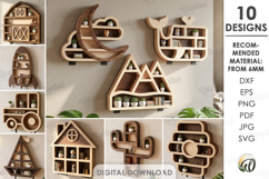 3D Wall Shelves Bundle Laser Cut. Display Shelf SVG Product Image 1