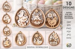 3D Easter Eggs Bundle Laser Cut. Easter Ornaments SVG Product Image 1