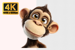 Cheerful Cartoon Monkey Character Transparent PNG Product Image 1