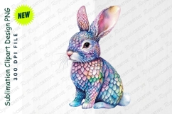 Whimsical Bunny With Watercolor Texture In Pastel Clipart Product Image 1