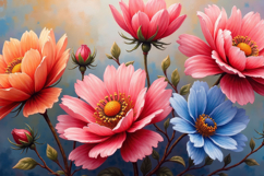 Colorful Flowers With Leaves Background Product Image 1