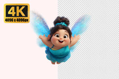 Chubby Baby Fairy with Sparkling Blue Wings Transparent PNG Product Image 1