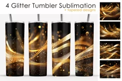 Glitter Tumbler Sublimation. Golden Stripes Tumbler Designs Product Image 1