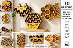 3D Bee Shelves and Stands Bundle Laser Cut. Honey Storage Product Image 1