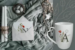 Floral Vintage Monograms Watercolor Alphabet PNG Product Image 3