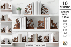 Bookends Bundle Laser Cut. Book Shelf Decor. Book Holder SVG Product Image 1