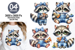 Watercolor Cute Raccoon Designs, Woodland Animal Clipart PNG Product Image 1