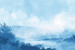 Watercolor Misty Valley Background Wallpaper Product Image 1