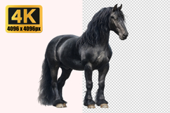 Black Friesian Horse Transparent PNG Product Image 1