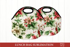 Poinsettia Lunch Bag PNG. Watercolor Flower Lunch Bag Product Image 1