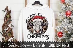 Holy Cow It's Christmas Sublimation Design - Heifer PNG Product Image 3