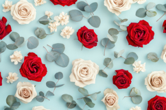 Red and White Flowers Background Wallpaper Product Image 1