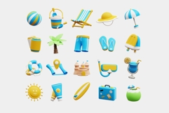Colorful 3D Summer Icons for Vacation &amp; Travel Designs Product Image 2