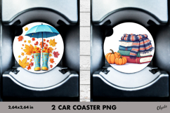 Autumn Car Coaster PNG. Fall Car Coaster Sublimation Product Image 1