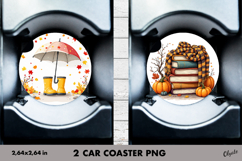 Autumn Car Coaster PNG. Fall Car Coaster Sublimation Product Image 1