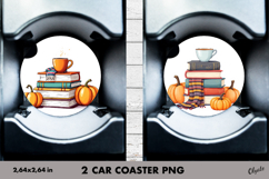 Autumn Car Coaster Sublimation PNG. Fall Car Coaster PNG Product Image 1