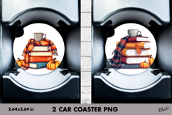 Autumn Car Coaster Sublimation PNG. Fall Car Coaster PNG Product Image 1