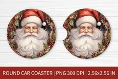 Round Car Coaster Sublimation Design | Santa Klaus PNG Product Image 1
