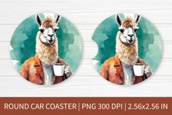 Round Car Coaster Sublimation Design | Lama Coaster PNG Product Image 1
