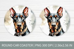 Round Car Coaster Sublimation Design | Dog Coaster PNG Product Image 1