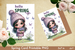 Spring Girl Clipart PNG, Violet Spring Card PNG Product Image 1