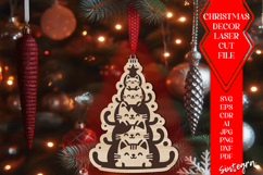 Cat Christmas Tree Baubles SVG Laser Cut Ornament Files v1 Product Image 1