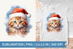 Christmas Cat | Sublimation Design | Watercolor Clipart Product Image 1