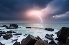Rocky Beach Storm Background Product Image 1