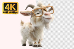 Friendly Goat Wearing Glasses and Smiling Transparent PNG Product Image 1