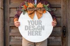 Autumn Round Wood Sign Mockup - Door Wood Sign Product Image 1