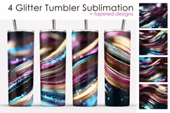 Glitter Tumbler Sublimation. Gold Stripes Tumbler Designs Product Image 1