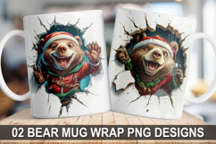 Christmas Bear Wrap Mug Sublimation PNG -Festive Bear Design Product Image 1