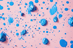 Blue Paint Dots With Pink Background Wallpaper Product Image 1
