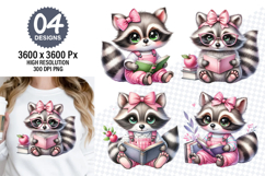 Watercolor Cute Raccoon Designs, Woodland Animal Clipart PNG Product Image 1
